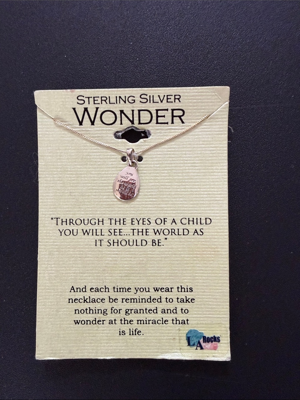NEW Sterling Silver Oval Charm Necklace Wonder Through the Eyes of a Child Gift